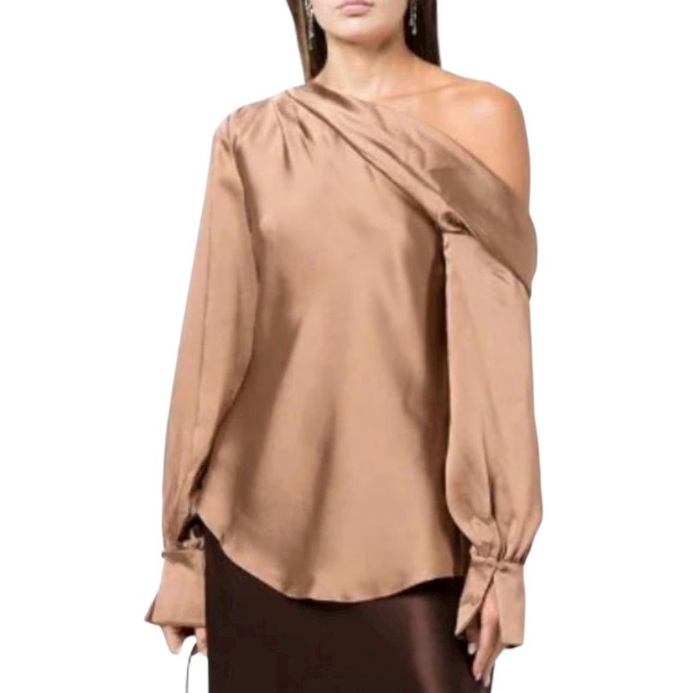 NWT Jonathan Simkhai Latte Alice One Shoulder Top - Sz M